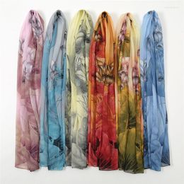 Scarves Fashion Abstract Floral Chiffon Polyester Shawl Scarf High Quality Print Soft Wrap Beach Cover-ups Stole Bufandas Hijab Caps