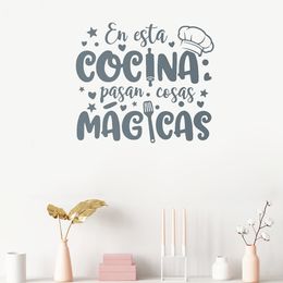 Magic Kitchen in Spanish Wall Sticker Spainsh Quote Wall Decal Home Decor For Living room Bedroom Vinyl