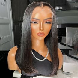 Short Bob Lace Front Human Hair Wigs 180% Density Brazilian Straight Transparent 13x4 Lace Frontal Wigs Human Hair Pre Plucked