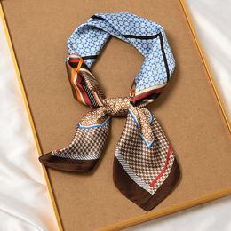 Scarves Geometric Small Square Bandana Women Classical Soft Silk Scarf Neckwear Luxury Office Lady Handkerchief 70x70 Cm 2023