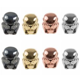 Metals 4 Color Metal Knight Helmet Space Beads For Jewelry Diy Bracelet Making Fashion Brass Micro Pave Crystal Geometry Dh29L