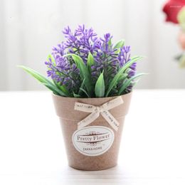Decorative Flowers Mini Artificial Plant Pastoral Lavender Carton Packaging Bonsai Flower Fake Table Outdoor Home Garden Decor