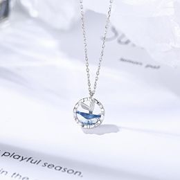 Pendant Necklaces 2023 Fashion Creative Fishtail Necklace Sea Blue Zircon Crystal Mermaid Tears For Women Jewelry Accessories