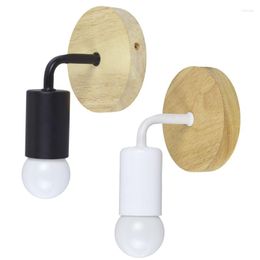 Wall Lamp Wooden Base Light For Bedroom 3Colors Changeable E27 LED Bulbs 7W AC90-265V Home Decor Bedside