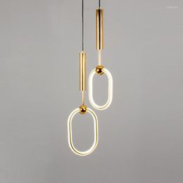 Pendant Lamps Chandelier Copper Colour For Living Room Dining Kitchen Oval Shape Lighting Fixtures Indoor