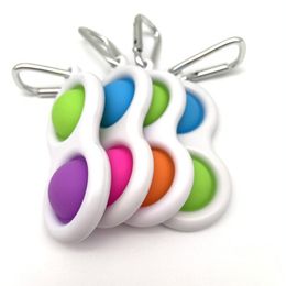 Rainbow Keychain Pandents Pop It Fidget Toy Sensory Push Bubble Autism Special Needs Anxiety Stress Reliever for Office Fluorescen Stock