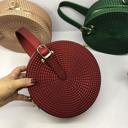 Evening Bags Crossbody Bag Ins Chic Girl Matte PVC Jelly Rattan Fashion Woven Female Round Candy Colour Messenger