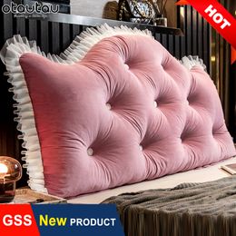 CushionDecorative Pillow Luxury King Queen Crown Bed Pillow Decorative Princess Backrest Headboard Cushion Bedroom Home Decor Wedding Bedding Set Velvet 230619