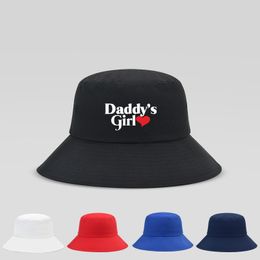 Wide Brim Hats Bucket DADDYS GIRL Heart Print Funny for Men and Women Fashion Summer Outdoor Cap Black White Red 230620