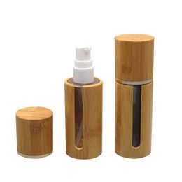 30ml Bamboo Cosmetic Lotion Refillable Bottle DIY Glass Emulsion Pump Packaging Empty Makeup Liquid Foundation Container F812 Rphbp