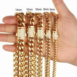 Pendant Necklaces New Arrival 6mm-18mm Any Length 316L Stainless Steel Miami Curb Cuban Chain Neckle for Men Women Gift Crystal Lock J230620