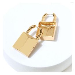 Hoop Earrings Simple Alloy Smooth Metal Lock For Woman Fashion Korean Jewellery Temperament Girl's Daily Wear