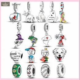 For pandora charms jewelry 925 charm beads accessories Elephant Cat Bead Boys Round Spacer Stopper Pendant charm set