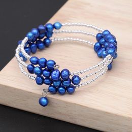 Charm Bracelets Natural Freshwater Pearl Bracelet For Women Colourful Jewellery Wedding Silver Beads Genuine 925 Sterling PB008