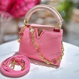 Designer Womens Shoulder Bag Top Handle Handbag Hardware Metal Buckle Gold Flower Chain Crossbody Bags Classic Pink Makeup Case Wallet Card Holder Bags 20cm