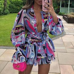 Women's Swimwear Casual Swimming Dress For Woman Kaftan 2023 Outfits Beachwear Sexy Cover Up Bikini Foreign Trade Style Shirt Skirt Printed