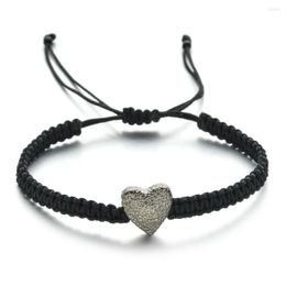 Charm Bracelets Fashion Braided Rope Bracelet For Women Men Black Heart Friendship On Hand Adjustable Jewellery Gift