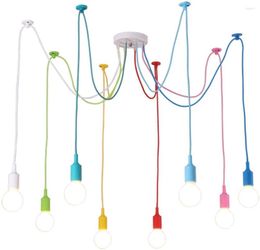 Pendant Lamps Nordic Spider Lamp E27 Colourful Long Cords Adjustable Retro Loft Hanging Lights Decorative Fixture Lighting