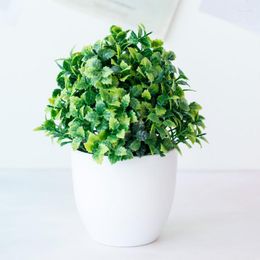 Decorative Flowers 16x20cm Green Artificial Mint Grass Plants Potted Bonsai Home Garden Living Room El Desktop Decoration Fake