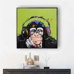 100% Hand-Painted Oil Painting On Canvas Abstract Animal African Gorilla Modern Large Salon Mural Art For Home Living Room Decor L230620