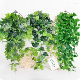 Decorative Flowers 100cm Artificial Plants Vines Wall Hanging Simulation Creeper Indoor Green Plant Wedding Party Decoration Fake Rattan