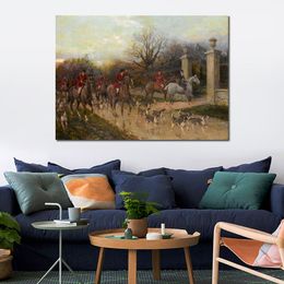 Hand Painted Heywood Hardy Painting at The End of The Day Hunting Scenes Classical Home Office Decor