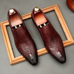 Shoes Handmade Mens Wedding Oxford Black Khaki Genuine Leather Brogue Mens Dress Shoes Slip On Business Formal Shoes For Men