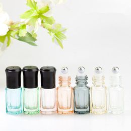 3ml Octagonal Thick Glass Roll On bottle Essential Oil Empty Perfume Bottle With black Lid fast shipping F404 Xgxvu