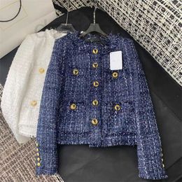 Women's Jackets Designer Spring Summer New Round Neck Temperament Celebrity Slim Fit Show Thin Thick Tweed Short Coat Girl XP90