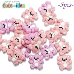 Cute-Idea Baby Animal Silicone Beads 5pcs Cartoons Mini Bear Teething Beads Infants Goods DIY Pacifier Chain Toys Accessories L230518