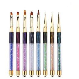 Nail Art Brush Pen Rhinestone Cat Eye Acrylic Handle Carving Painting Gel Nail Extension Manicure Liner pen F3278 Clmgl