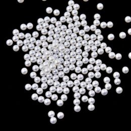 Nail Art Decorations 1Bag Pearls Jewellery White Round Flat Back 2-7mm Size 3D Gems ABS Resin Pearl Beads Acrylic Rhinestones Decor TP/36