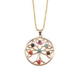 Pendant Necklaces Gold Plated Sterling Sier Celtic Knot Trinty Tree Of Life Seven 7 Chakras Necklace Alloy Inlaid Gem 18 Inches Drop Dhevy