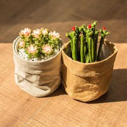 Planters Pots ukuran Pot dapat Pot bunga kertas Kraft Pot bunga dapat digunakan kembali tas penyimpanan