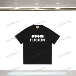 xinxinbuy Men designer Tee t shirt 23ss Wave letter Print short sleeve cotton women black apricot XS-L