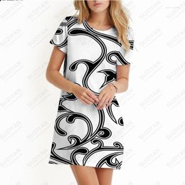 Casual Dresses Fashion Spring/Summer Women's Dress Branch Fragmented Flowers Print Beach Round Neck Short Sleeve A-line