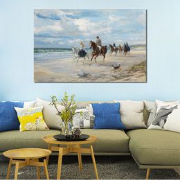 A Morning Ride Realistic Handmade Canvas Art Heywood Hardy Painting Horses Hunting Modern Bedroom Decor Vibrant