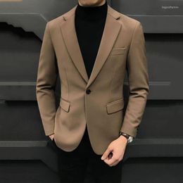 Men's Suits Plus Size Spring And Autumn Fashion Men's Social Casual Slim Fit Blazer Solid Colour Buttons Jacket Men Outwear 2023 D52