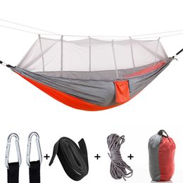 Tents and Shelters Fonoun Camping Hammock with Mosquito Net Tent Nylon for 2 Persons Breathable 260x140cm Ultra Light FNT663 230619