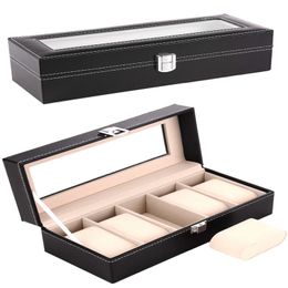 Watch Boxes Cases 561012Grids Watch Box PU Leather Watch Case Holder Organizer Storage Box for Quartz Watches Jewelry Boxes Display Gift 230619