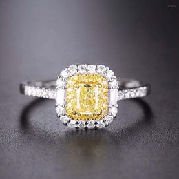 Cluster Rings WPB Advanced Original Woman Ring Zircon Sparkling Yellow Square Diamond High Carbon Luxury Jewelry Wedding Gift