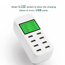 Universal LED 5V-2.4A Portable 50W 8 Ports USB Wall Travel Charger USB fast Charger Hub Multi Port usb charger