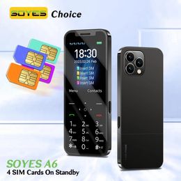 Original SOYES A6 4 Four SIM Card Cellphone Standby Simultaneously GSM 2G Mini Mobile Phone 2.4" Display 1200mAh With MP3 FM Flashlight Phone For Kids