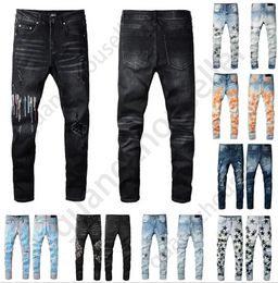 Men's Jeans Designer Mens Embroidery Pants Fashion Holes Trouser Hip Hop Distressed Zipper Trousers for Male