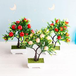 Decorative Flowers 16Heads Artificial Fruits Peach Orange Strawberry Pomegranate Christmas Halloween Party Home Decoration Fake Tree Plants
