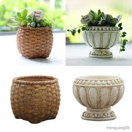 Planters Pots Vintage Style Resin Succulent Planter Pot Cactus Planter Box Fairy Garden Decor DIY Home Desktop Flowerpot R230620