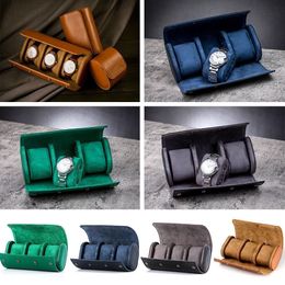 Watch Boxes Cases 123 Slot Travel Watch Storage Box Portable Vintage Watch Roll Display Case 230619