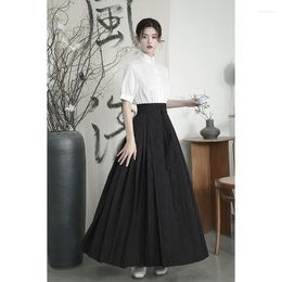 Work Dresses Elegant Women Two Pieces Sets Chinese Style Vintage Hanfu Casual Office Ladies Shirts Fairy Y2K Skirts Female Outfits 2023