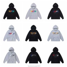 Designer Fashion Clothing Mens Tracksuits Hoodies Trapstar Rainbow Scarf Embroidery Plush Hoodie Closure Zipper Pants Casual Suit Rock Hip6678