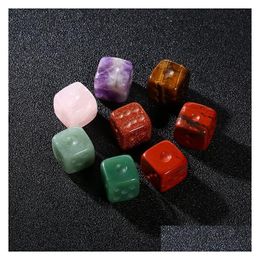 Loose Gemstones Natural Stone Dice Mahjong 13 Semi Gem Carved Jade Games Crafts 15Mm Drop Delivery 202 Dhgz0